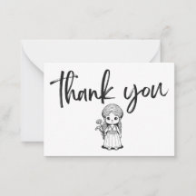 Woodland Girl with Daisies Thank You Card