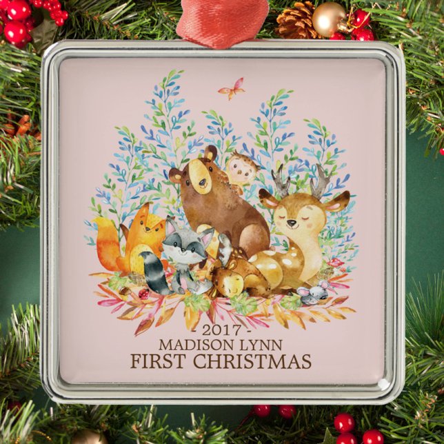 Woodland Girls Baby's 1ST Christmas Ornament (Creator Uploaded)