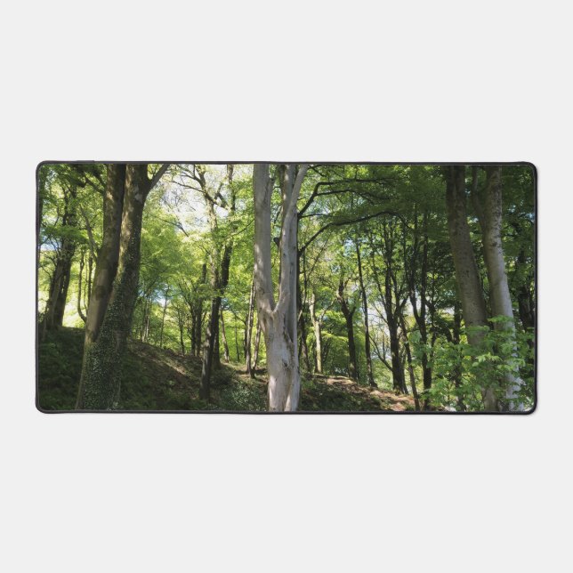 Woodland Glade Dappled in Sunlight on a Desk Mat (Front)