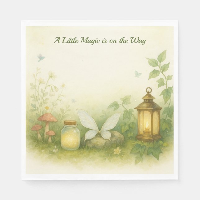 Woodland Glow Baby Shower Invitation | Firefly Jar Napkin (Front)