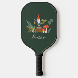 Woodland Gnome and Personalised Name Pickleball Paddle