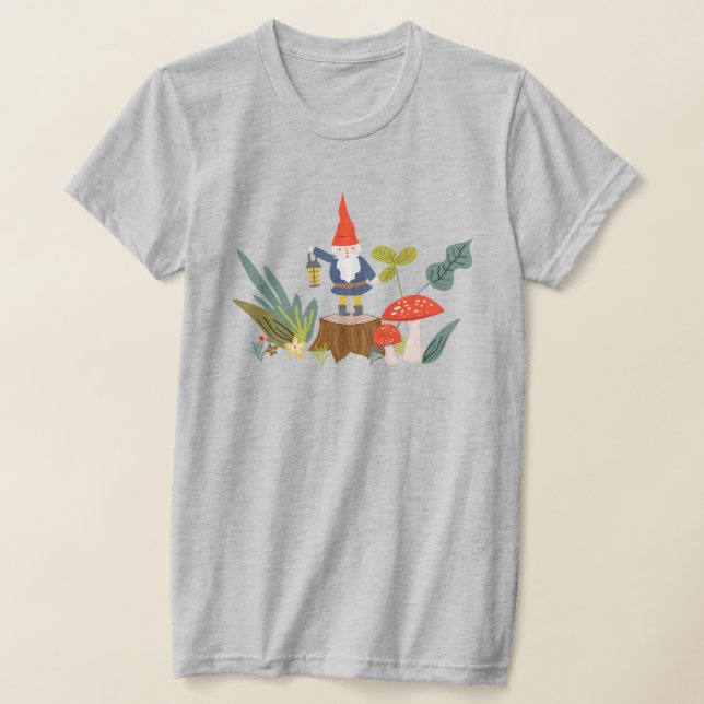 Woodland Gnome & Mushroom T-Shirt (Laydown)