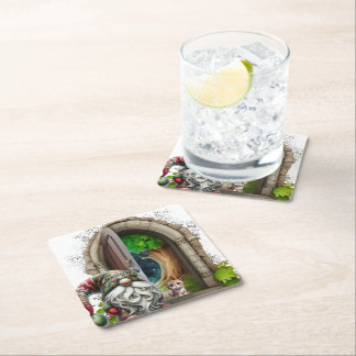 Woodland Gnome  Square Paper Coaster
