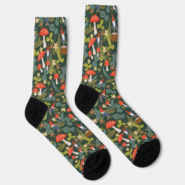 Woodland Gnomes and Mushrooms Socks (Right)