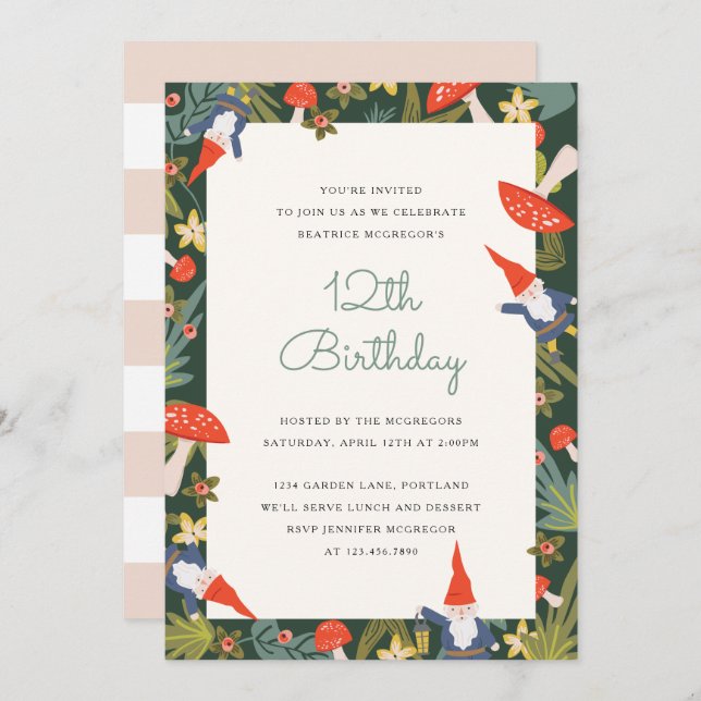 Woodland Gnomes Party Invite (Front/Back)
