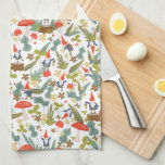 Woodland Gnomes Tea Towel<br><div class="desc">Whimsical green and red woodland themed pattern designed by Shelby Allison featuring tiny gnome characters,  mushrooms,  flowers and foliage.</div>