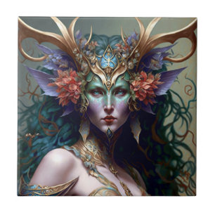 Woodland Goddess Fantasy Art Ceramic Tile