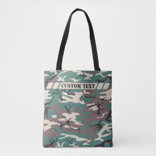Woodland Green Camo Tote w/ Custom Text Bag