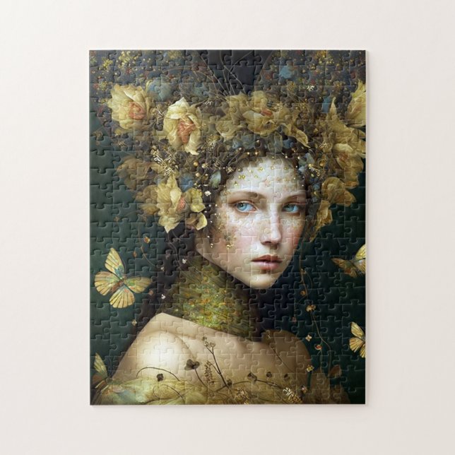 Woodland Green Fairy Fantasy Art Jigsaw Puzzle (Vertical)