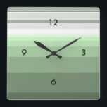 Woodland Green Square Wall Clock<br><div class="desc">Stripes of green in different hues graduating from dark green to light green.</div>