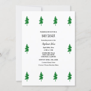 Woodland Green Trees Boho Baby Shower Boys Girls  Invitation