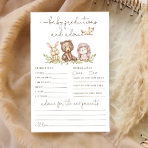 Woodland Greenery Baby Predictions and Advice Card