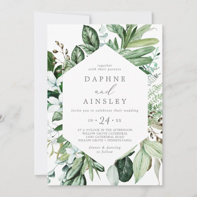 Woodland Greenery Casual Wedding Invitation (Front)