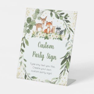 Woodland Greenery Editable Baby Shower Pedestal Sign