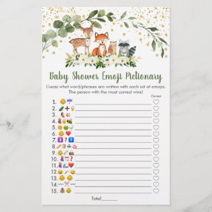 Woodland Greenery Emoji Pictionary Shower Game