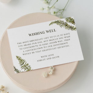 Woodland greenery fern. Wedding wishing well Enclosure Card