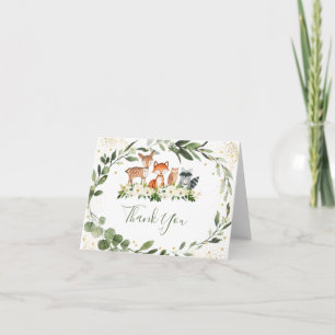 Woodland Greenery Forest Animal Thank You Card