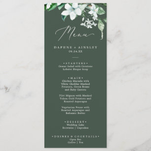 Woodland Greenery Hunter Green Wedding Dinner Menu
