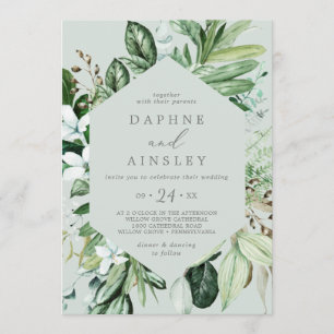 Woodland Greenery   Mint Green Casual Wedding Invitation