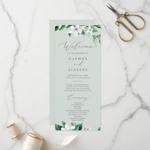 Woodland Greenery   Mint Green Wedding Program