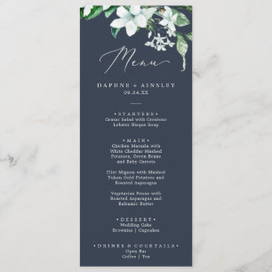 Woodland Greenery   Navy Blue Wedding Dinner Menu