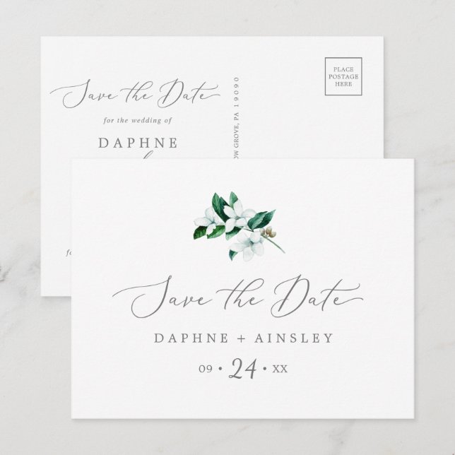 Woodland Greenery Save the Date Postcard (Front/Back)