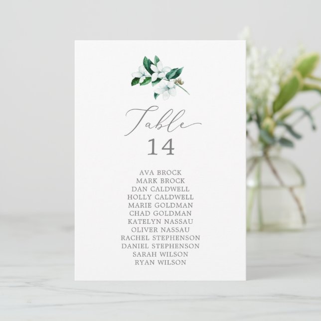 Woodland Greenery Table Number Seating Chart Cards (Standing Front)