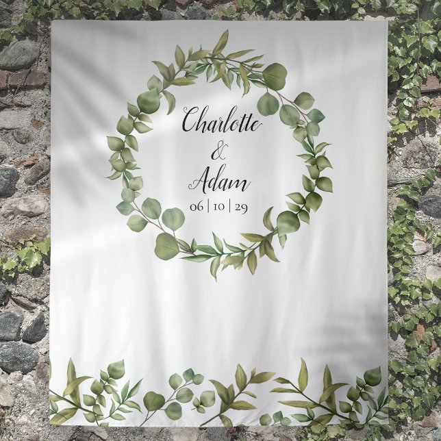 Woodland Greenery Wedding Photo Booth Backdrop Tapestry (Woodland Greenery Wedding Photo Booth Backdrop)