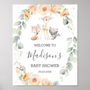 Woodland Greenery Yellow Floral Birthday Welcome P Poster