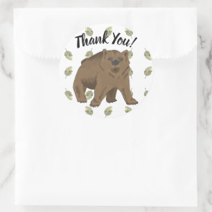 Woodland Grizzly Bear Cub Thank You Classic Round Sticker