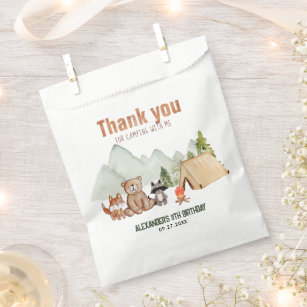Woodland Happy Camper Camping Birthday Thank You Favour Bag