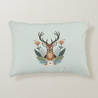 Woodland Harmony – Boho Deer Botanical Illustratio Decorative Cushion