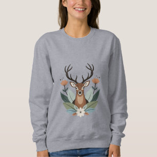 Woodland Harmony – Boho Deer Botanical Illustratio Sweatshirt