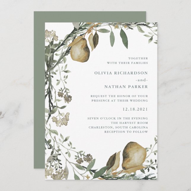 Woodland Harvest | Winter Wedding Invitation (Front/Back)