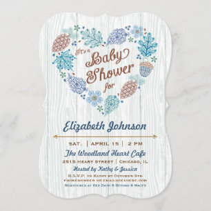 Woodland Heart Baby Boy Shower Invitation