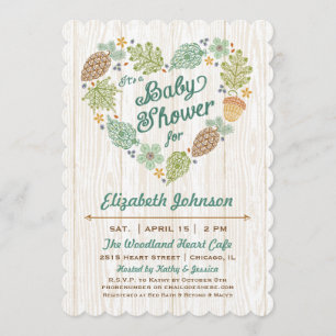 Woodland Heart Baby Shower Invitation