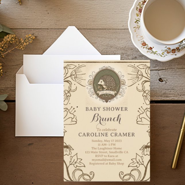 Woodland Hedgehog Boys Baby Shower Brunch Invitation (Creator Uploaded)