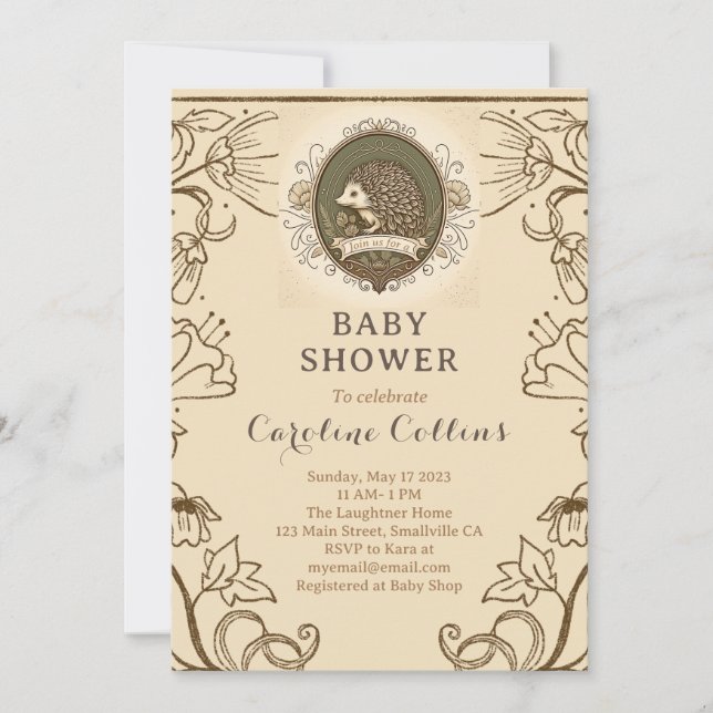 Woodland Hedgehog Boys Storybook Baby Shower  Invitation (Front)