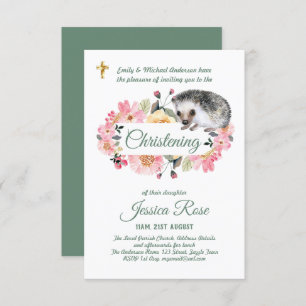 Woodland Hedgehog Christening Invites Baptism 