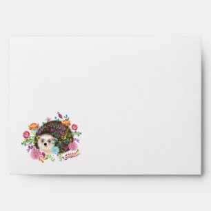 Woodland Hedgehog Envelopes with Text Folk Floral