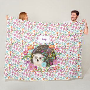 Woodland Hedgehog Folk Flowers Named Blanket
