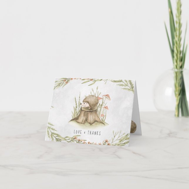 Woodland Hedgehog | Forest Baby Shower Thank You Card (Front)