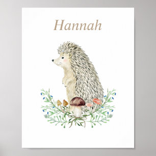 Woodland Hedgehog Personalised Poster
