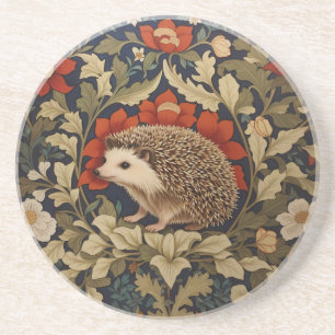 Woodland Hedgehog William Morris Inspired Coaster