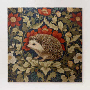 Woodland Hedgehog William Morris Inspired Jigsaw Puzzle