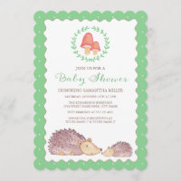 Woodland Hedgehogs Baby Shower Invitation