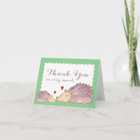 Woodland Hedgehogs Thank You Note Card