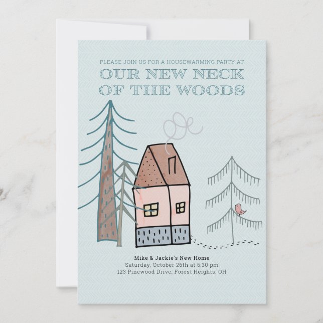 Woodland Home Doodle Housewarming Party Invitation (Front)