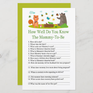 Woodland How well do you know baby shower game