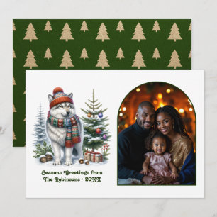 Woodland Husky Cosy Nordic Forest Christmas Magic Holiday Card